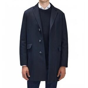 NEW JOHN HENRIC elvas wool blend coat in blue